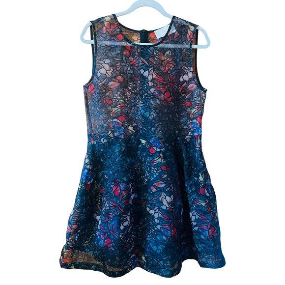 Mare Mare Sheer Fit and Flare Stained Glass Style Cocktail Dress - Picture 1 of 3